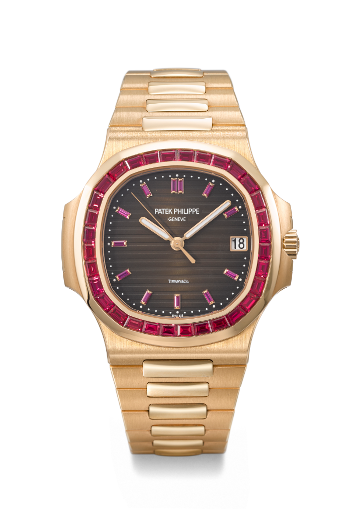 Patek Philippe. An Exceedingly Rare And Strikingly Attractive 18K Pink Gold Ruby-Set Automatic