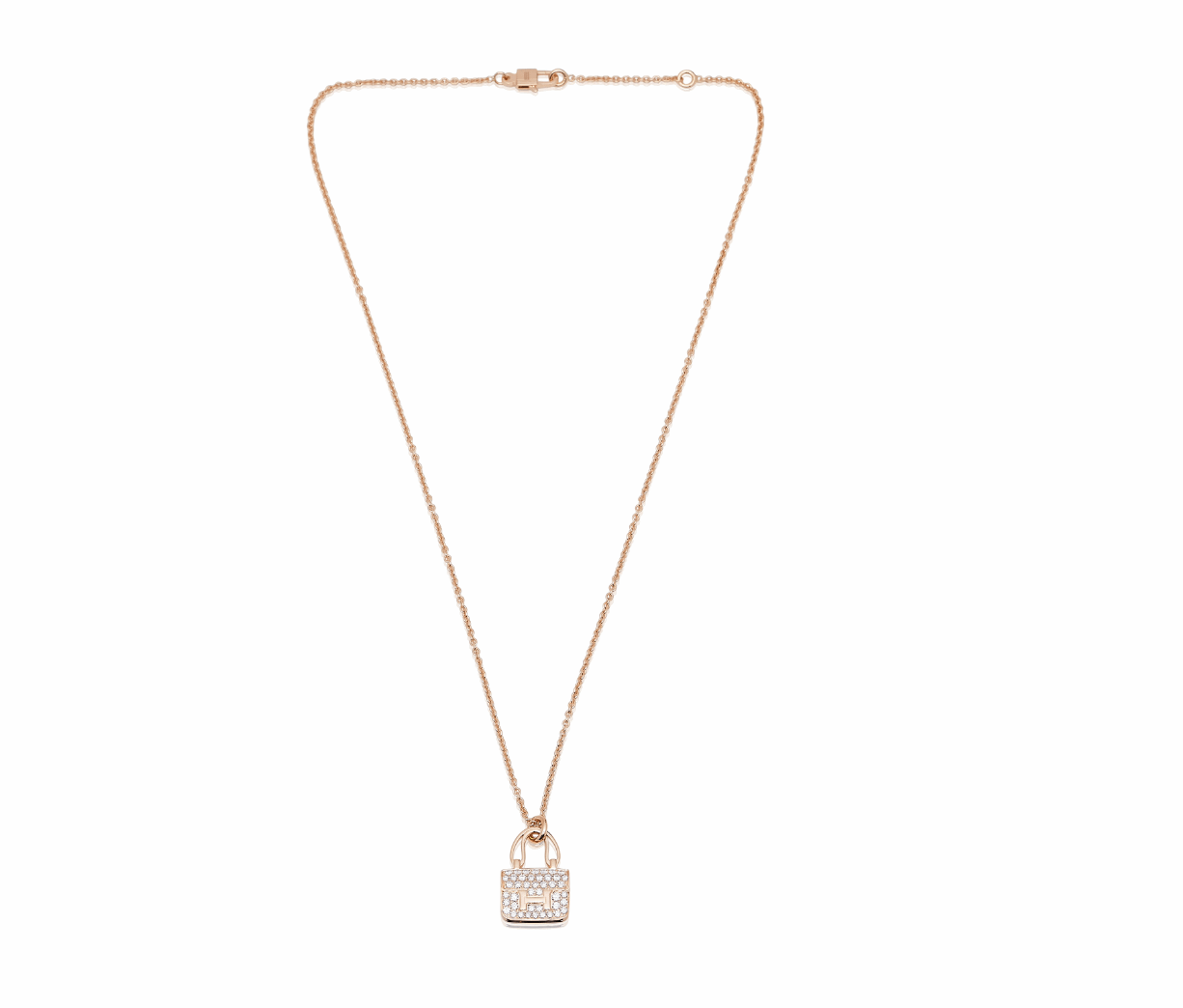 A Set Of Three: An 18K Rose Gold & Diamond Kelly Bracelet White Amulette Pendant Necklace Constance