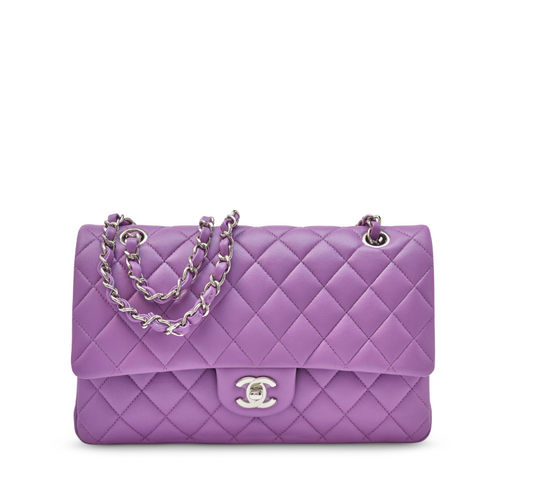 Small Classic Double Flap Purple Quilted Lambskin Handbags