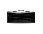 Kelly Cut Black Shiny Black porosus 18k White Gold & Diamond Hardware