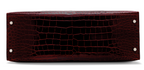 Kelly Sellier 35 Shiny Bordeaux Porosus Croco 18K White Gold & Diamond Hardware