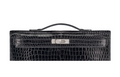 Kelly Cut Black Shiny Porosus Croco 18K White Gold & Diamond Hardware
