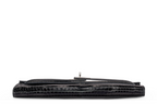 Kelly Cut Black Shiny Porosus Croco 18K White Gold & Diamond Hardware