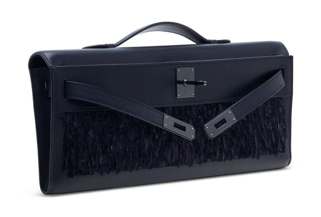 Kelly Cut Black Box Calfskin Feathers & Black PVD Hardware (So Black Edition)