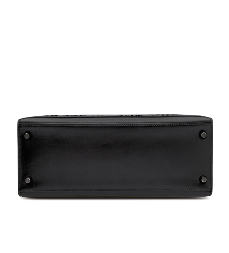 Kelly28 Black Box Calfskin Sellier Feathers & Black PVD Hardware (So Black Edition)