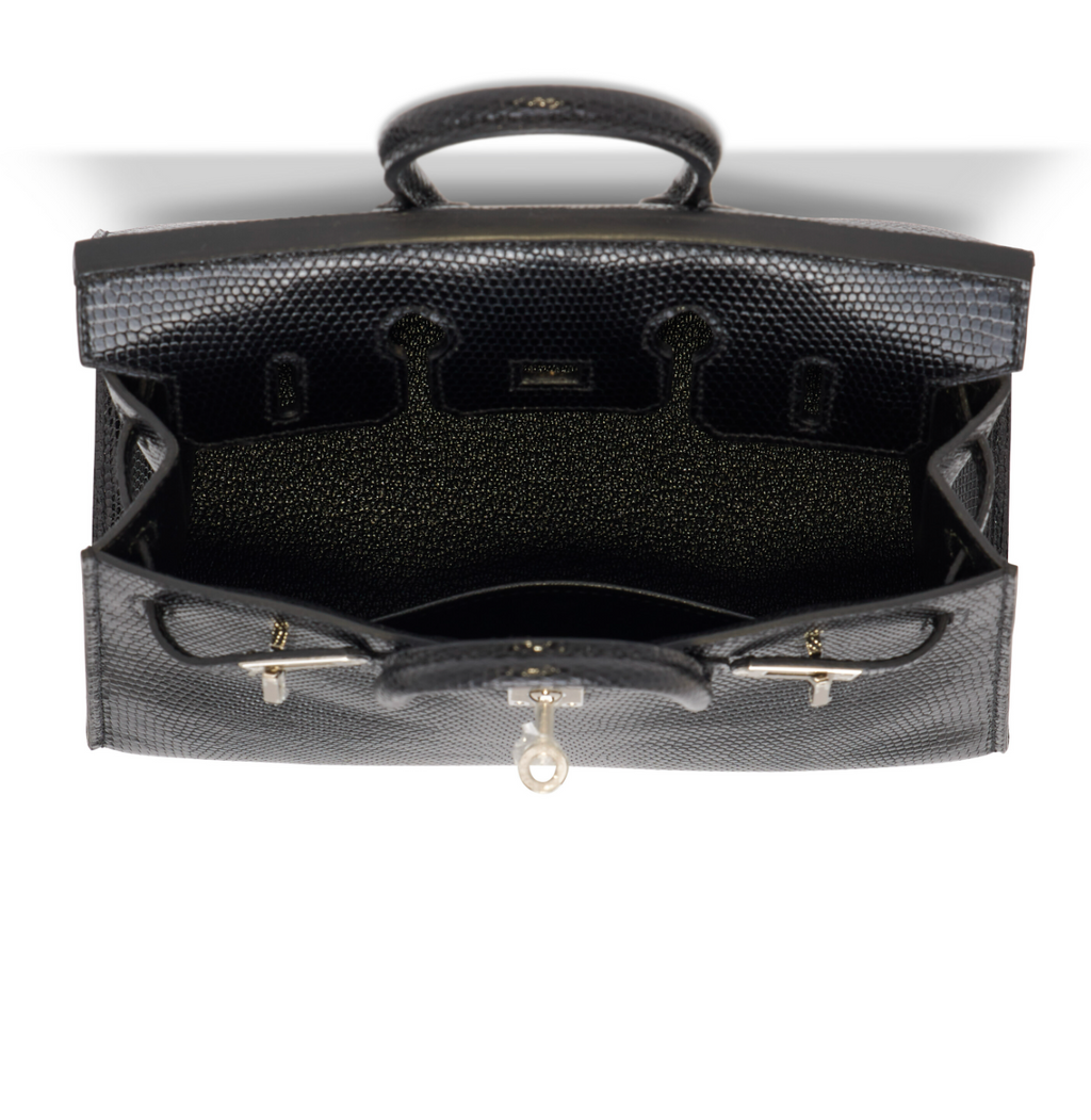 Birkin 20 Shiny Black Niloticus Lizard Palladium Sellier