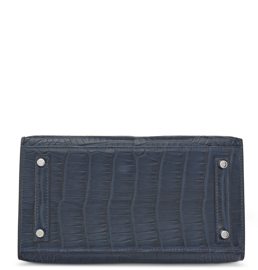 Birkin 20 Matte Bleu Alligator Palladium