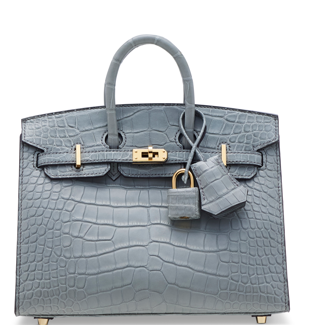 Birkin 20 Matte Gris Alligator Gold Sellier