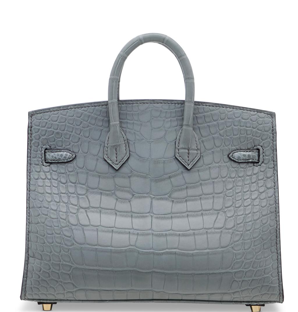 Birkin 20 Matte Gris Alligator Gold Sellier