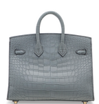 Birkin 20 Matte Gris Alligator Gold Sellier
