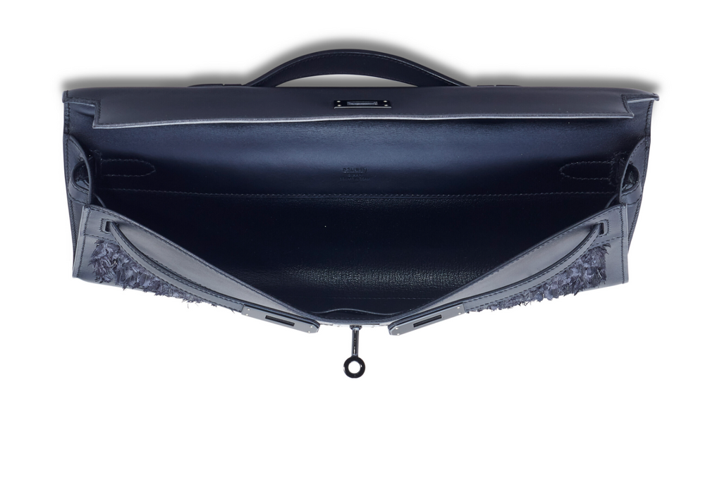 Kelly Cut Black Box Calfskin Feathers & Black PVD Hardware (So Black Edition)