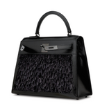 Kelly28 Black Box Calfskin Sellier Feathers & Black PVD Hardware (So Black Edition)