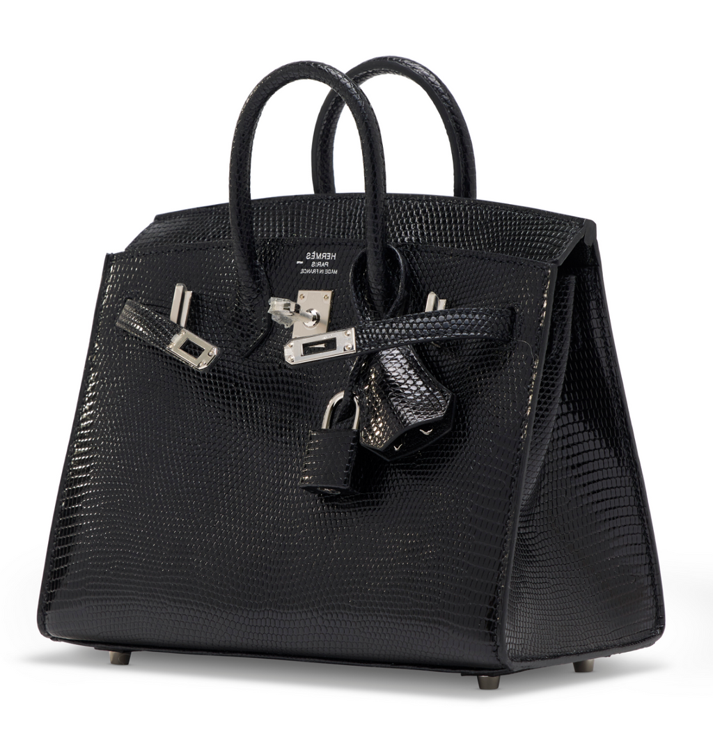Birkin 20 Shiny Black Niloticus Lizard Palladium Sellier