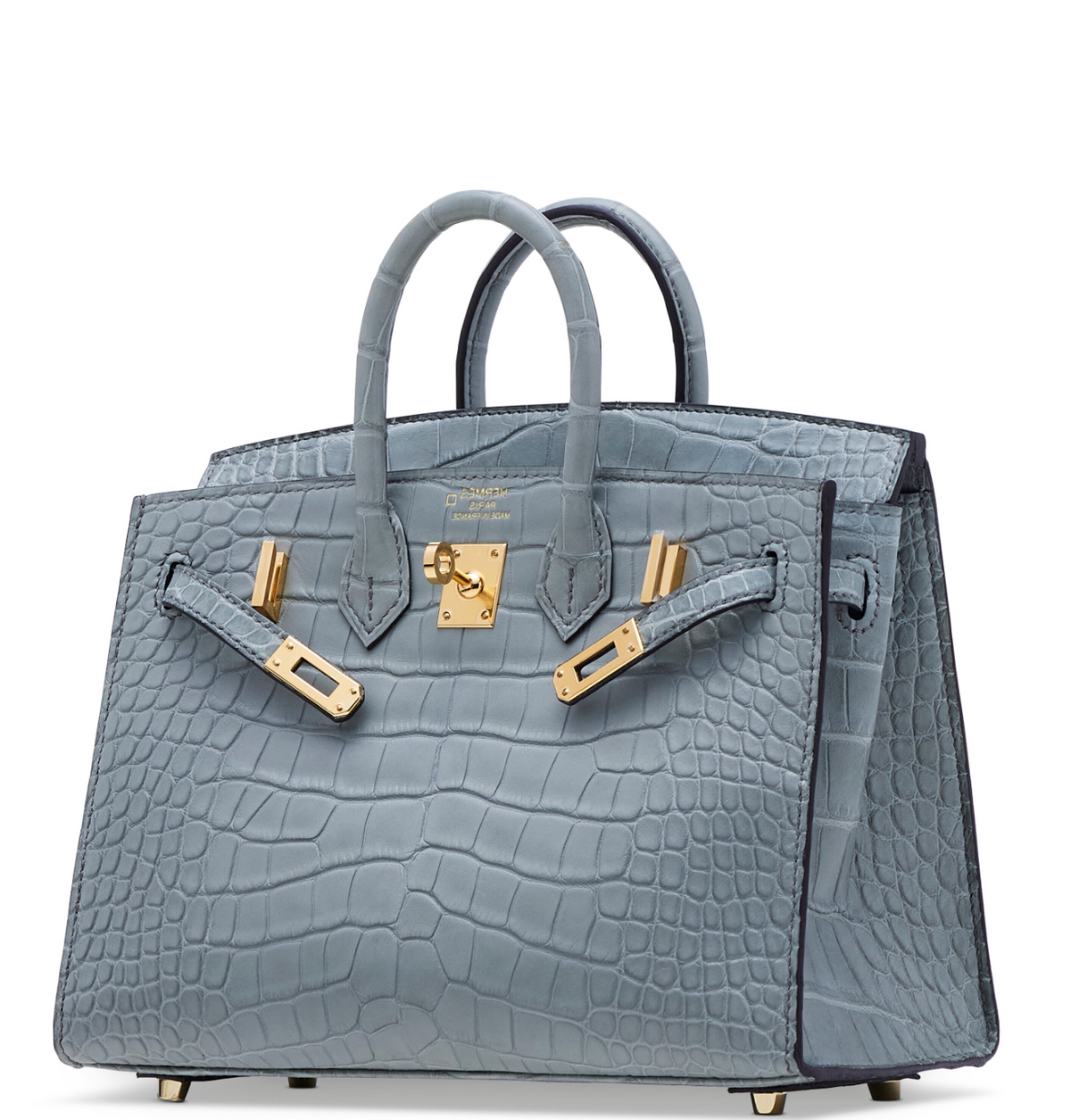 Birkin 20 Matte Gris Alligator Gold Sellier