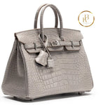 Birkin 25 Gris Perle Matte Alligator Hss Handbags