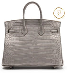 Birkin 25 Gris Perle Matte Alligator Hss Handbags