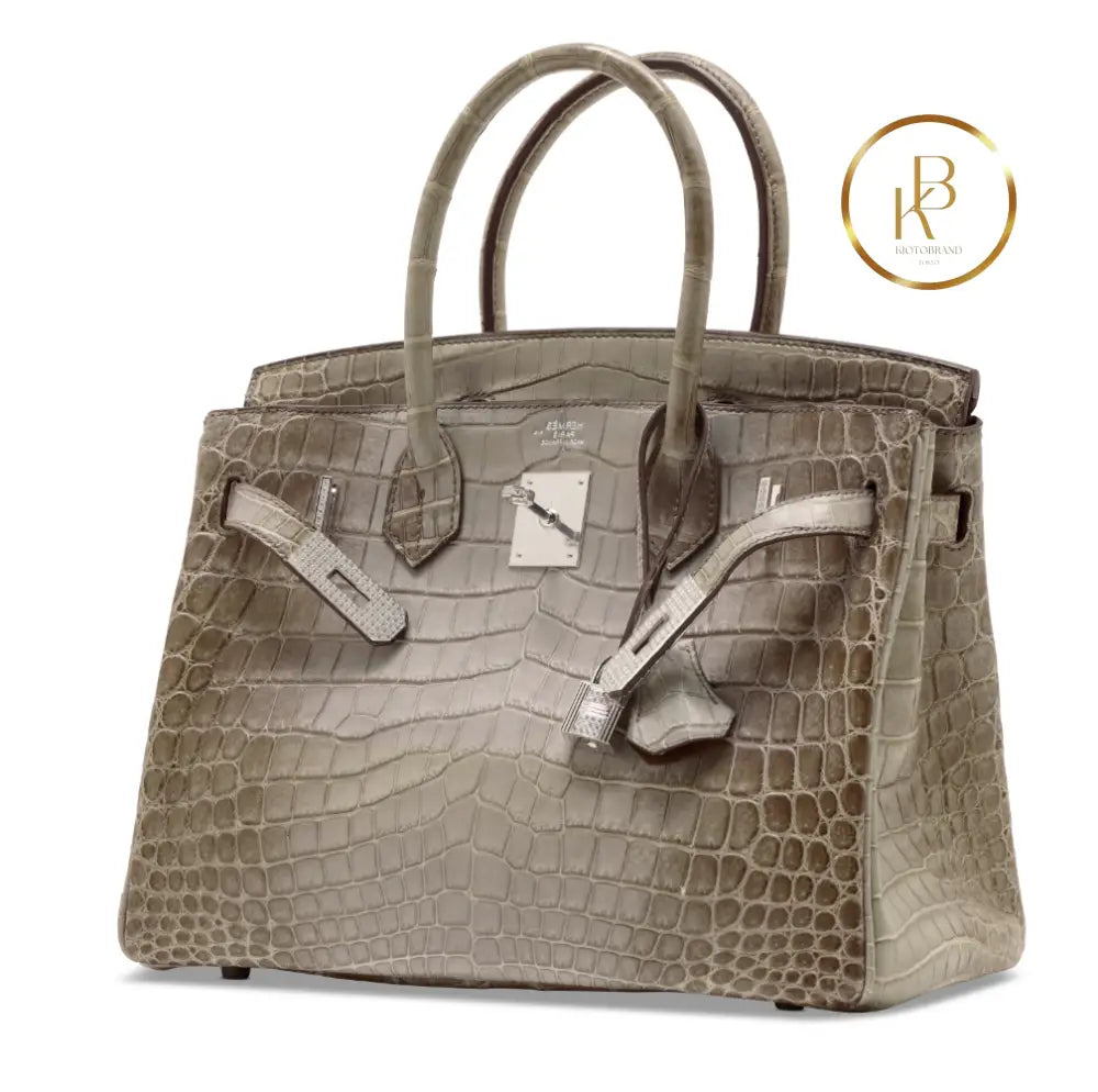 Birkin 30 Himalaya Matte Gris Cendrè 18K White Gold Diamond Hardware handbags