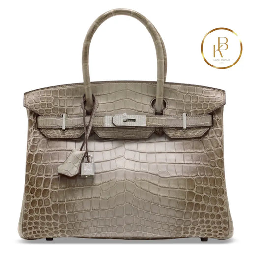 Birkin 30 Himalaya Matte Gris Cendrè 18K White Gold Diamond Hardware handbags