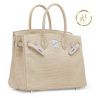 Birkin 30 Matte Poudre Porosus croco 18K White gold & Diamond hardware handbags