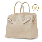 Birkin 30 Matte Poudre Porosus croco 18K White gold & Diamond hardware handbags