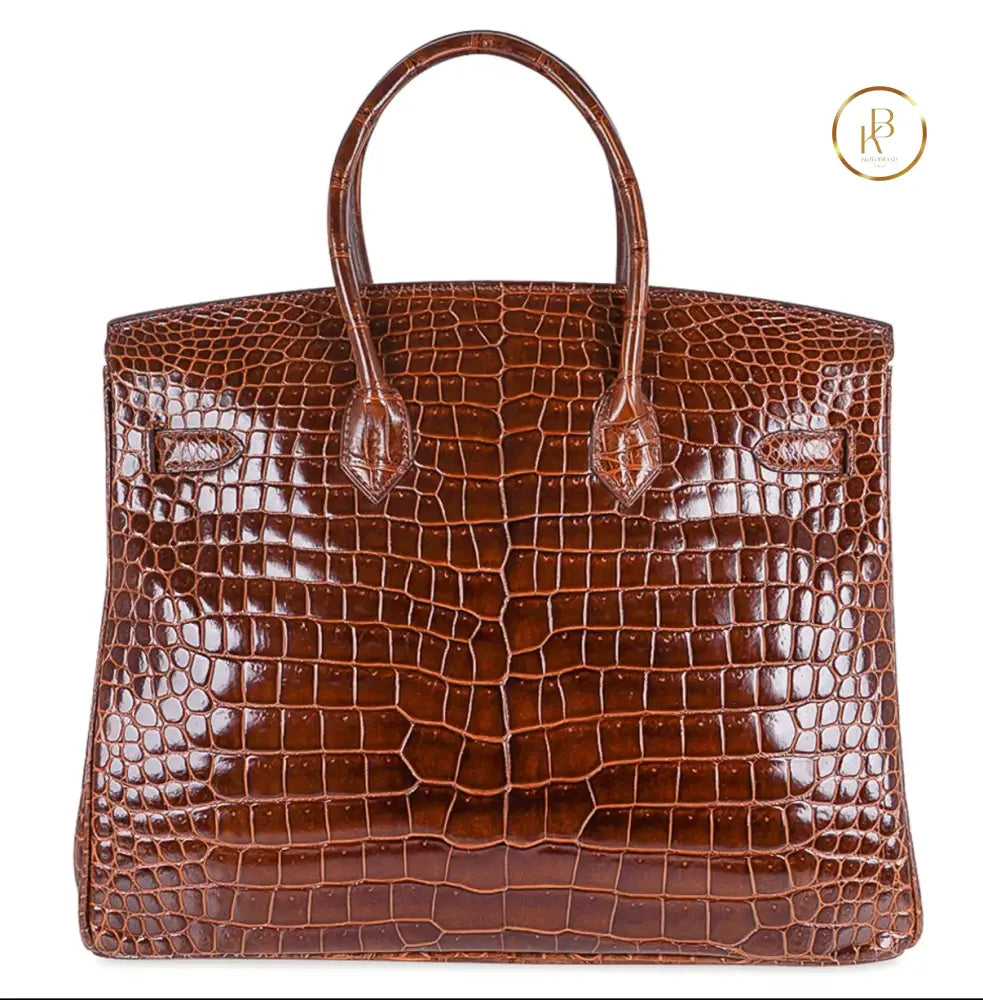 Birkin 30 Miel Porosus croc 18K Diamond Gold hardware - handbags