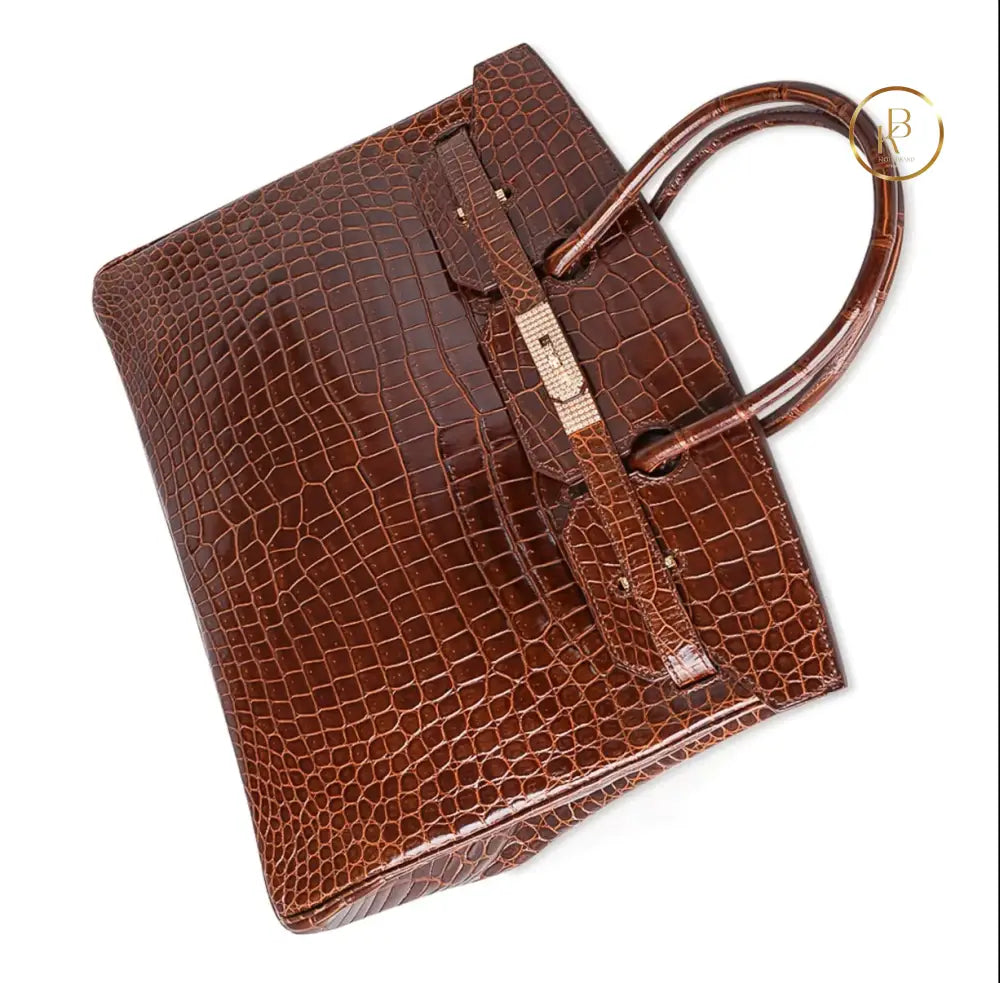 Birkin 30 Miel Porosus croc 18K Diamond Gold hardware - handbags