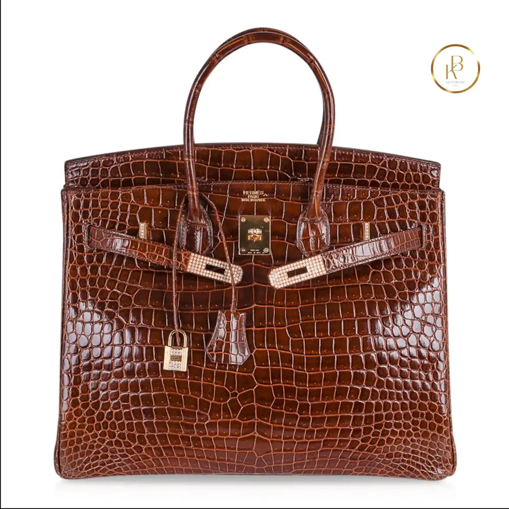 Birkin 30 Miel Porosus croc 18K Diamond Gold hardware - handbags
