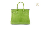 Birkin 30 Shiny Apple Porosus croco 18K White Gold Diamond hardware - handbags