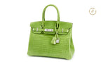 Birkin 30 Shiny Apple Porosus croco 18K White Gold Diamond hardware - handbags