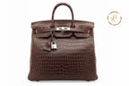 Birkin HAC 40 Matte Gris Elephant Porosus Croco Palladium handbags