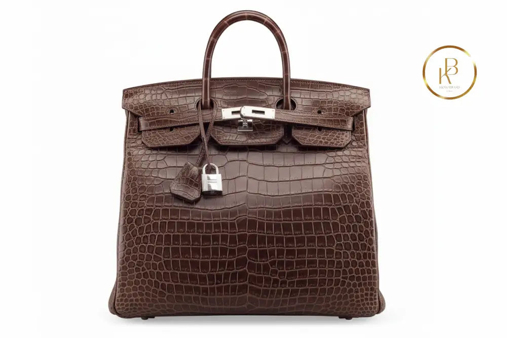 Birkin HAC 40 Matte Gris Elephant Porosus Croco Palladium handbags
