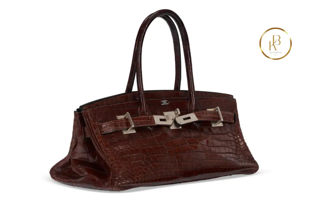 Birkin JPG 42 Matte Marron Fonce Porosus Croc Brushed Palladium handbags