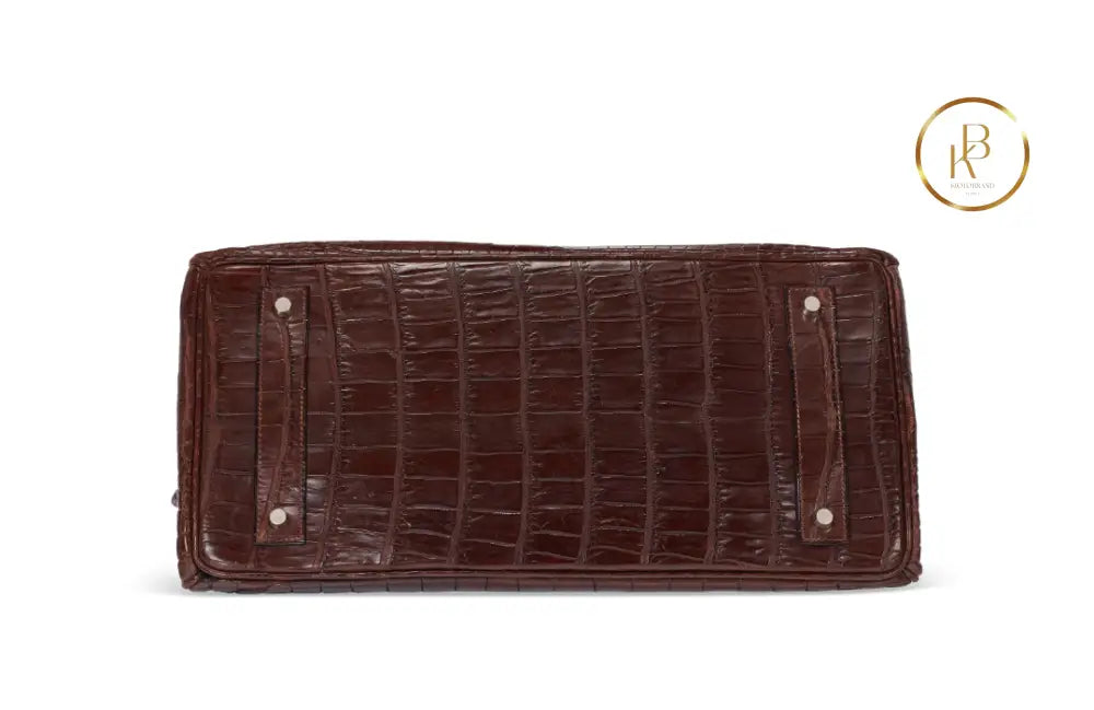 Birkin JPG 42 Matte Marron Fonce Porosus Croc Brushed Palladium handbags