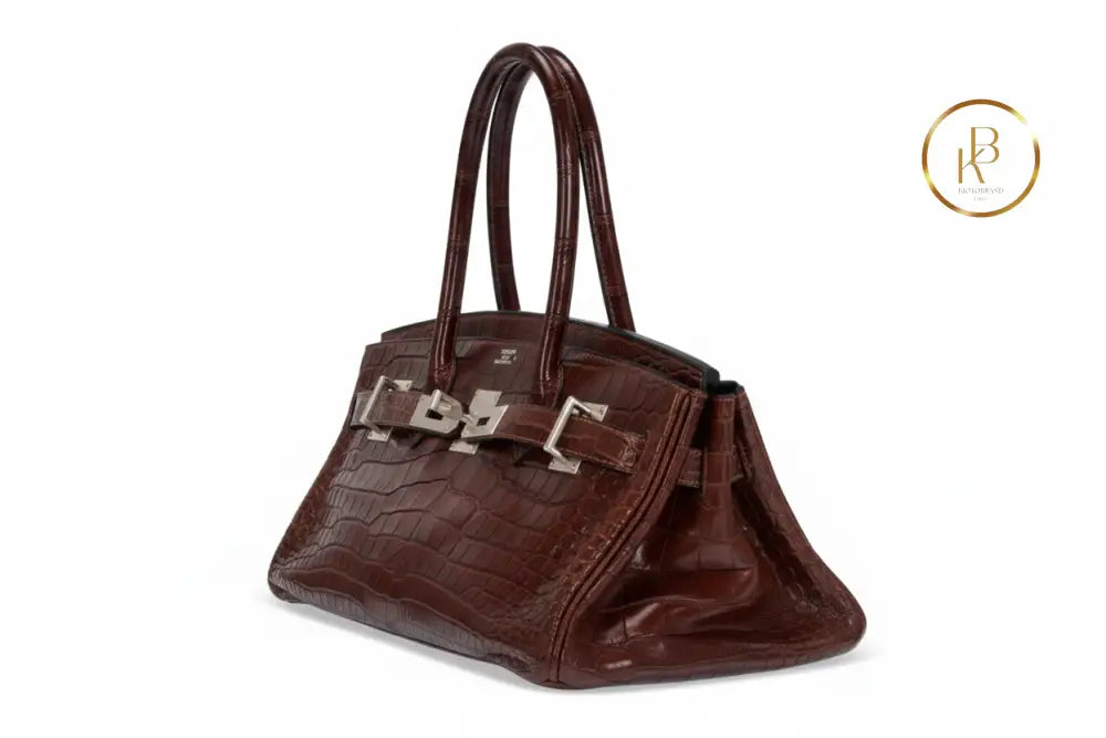 Birkin JPG 42 Matte Marron Fonce Porosus Croc Brushed Palladium handbags