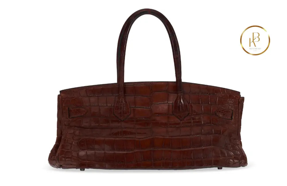 Birkin JPG 42 Matte Marron Fonce Porosus Croc Brushed Palladium handbags