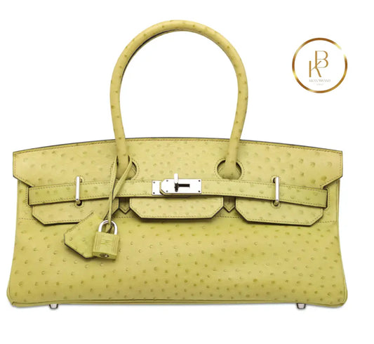 Birkin JPG Shoulder 42 I Vert Anis Ostrich Palladium handbags