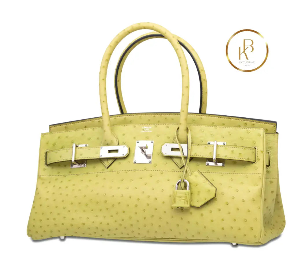 Birkin JPG Shoulder 42 I Vert Anis Ostrich Palladium handbags
