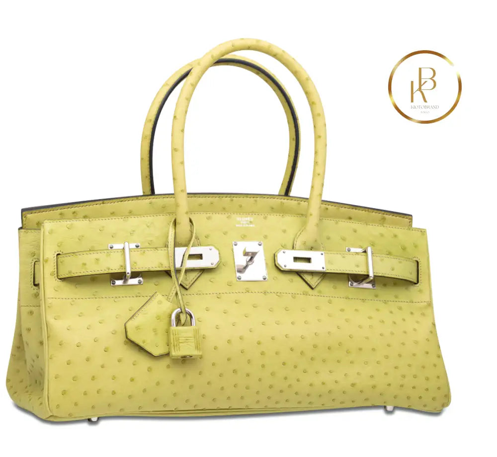 Birkin JPG Shoulder 42 I Vert Anis Ostrich Palladium handbags