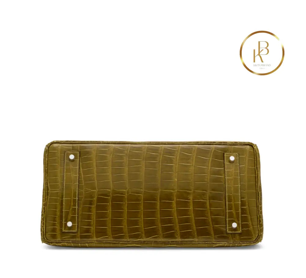 Birkin JPG Shoulder 42 Shiny Vert Anis Porosus Croco handbags