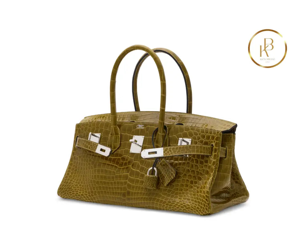 Birkin JPG Shoulder 42 Shiny Vert Anis Porosus Croco handbags