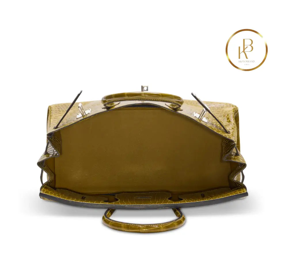 Birkin JPG Shoulder 42 Shiny Vert Anis Porosus Croco handbags