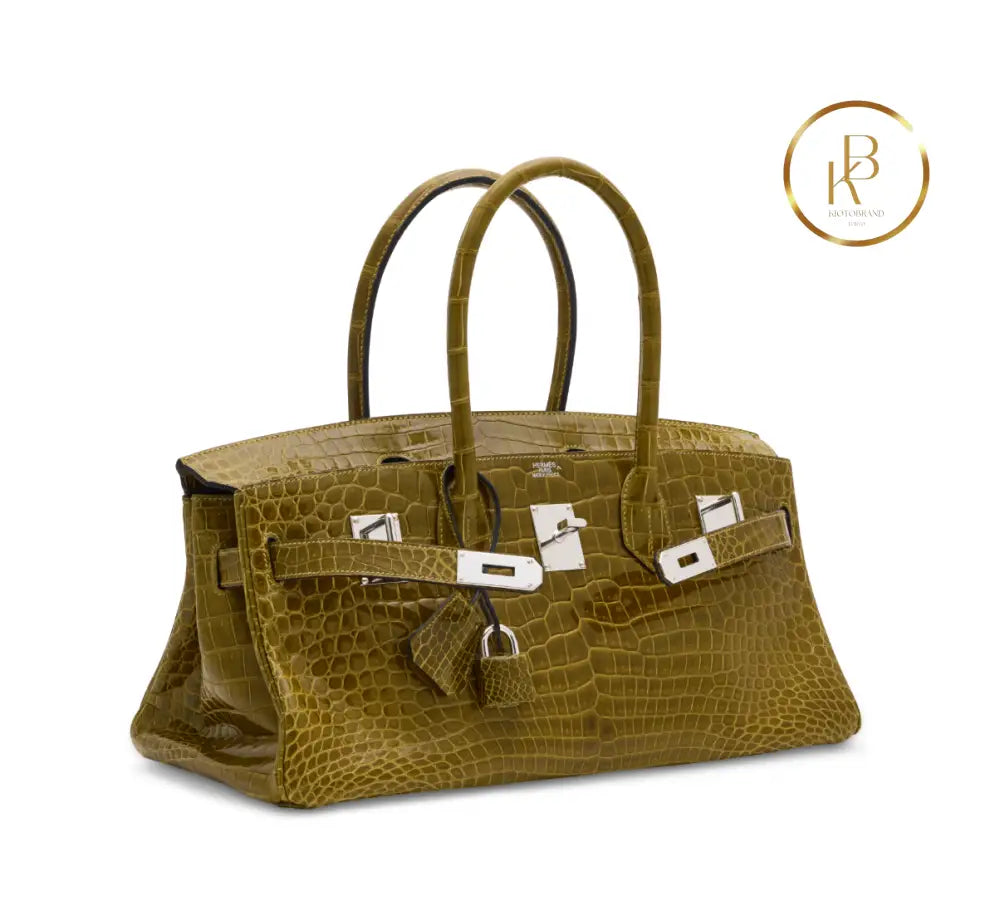 Birkin JPG Shoulder 42 Shiny Vert Anis Porosus Croco handbags