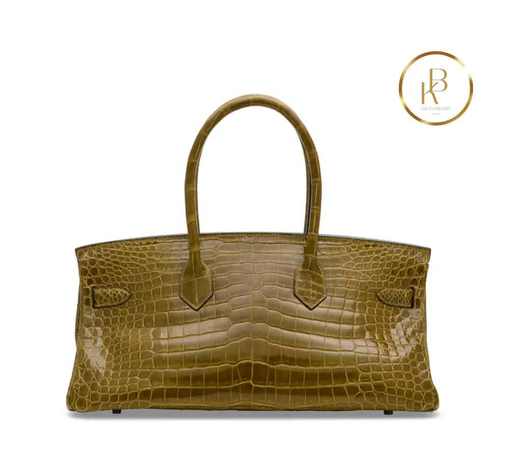 Birkin JPG Shoulder 42 Shiny Vert Anis Porosus Croco handbags