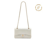 Classic Double Flap Medium Grey Suede Alligator GHW handbags