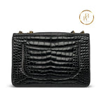 Classic Jumbo Single Flap Shiny Black Alligator GHW handbags