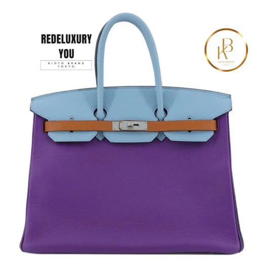 Birkin 35 Arlequin Retourne Ultra Violet Etain Blue Marine Bleu Obscur