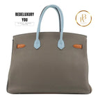 Birkin 35 Arlequin Retourne Ultra Violet Etain Blue Marine Bleu Obscur