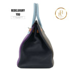 Birkin 35 Arlequin Retourne Ultra Violet Etain Blue Marine Bleu Obscur