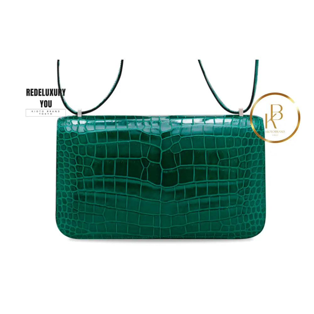 Constance Shiny Vert Emeraude Porosus Croc