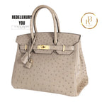 Birkin 25 Grey Tourterelle Ostrich Leather